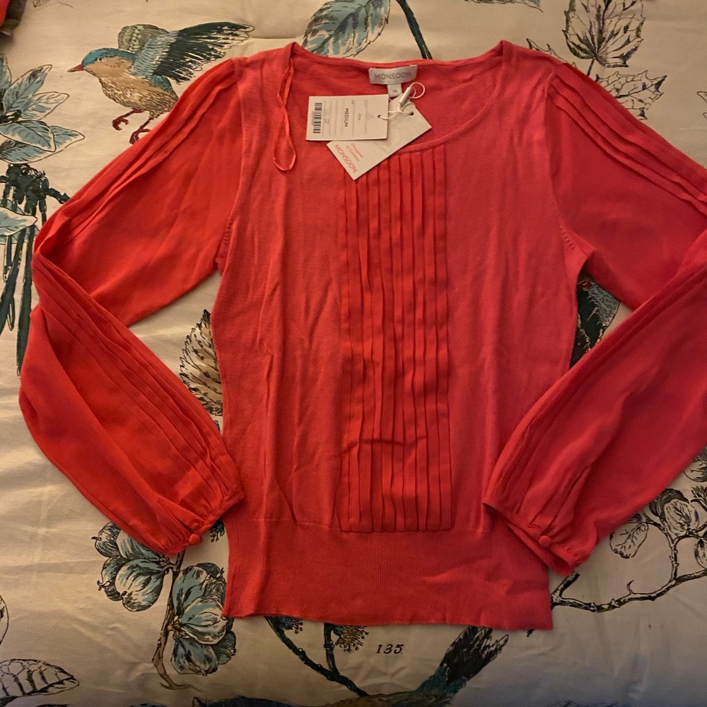 Coral colored Monsoon light sweater shirt